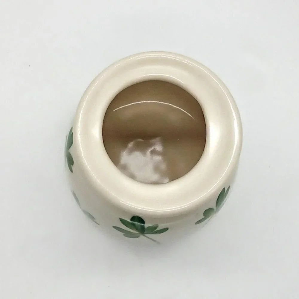 Emerson Creek Pottery Hand-Painted Green Leaf Ceramic Sugar Jar